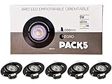 aros halogenos cristal  Aros Led Orientables, Caja 5 unidades Negros 5w 40k