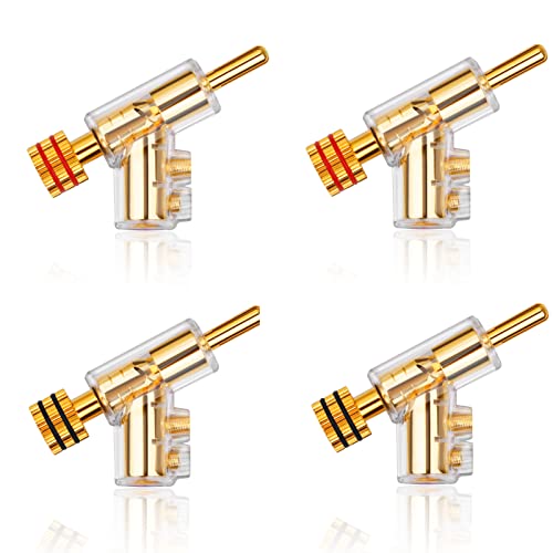 Acogedor 4pcs BA1403 Banana Plugs, Angled Locking Stacking Banana Plug 24K Gold Plated for Speaker Wire AV Receiver Amplifiers by Acogedor - Used condition - US$16.80