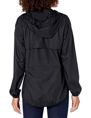 Amazon Essentials Women’s Water-Resistant Full-Zip Packable Windbreaker, Black, Medium