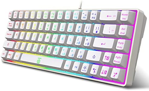 Snpurdiri 60% Percent Gaming Keyboard, Ergonomic Small Mini Gaming Keyboard, Silent Compact RGB Backlit Keyboard for Windows, PC, Laptop, Gaming (61 Keys, Pink)
