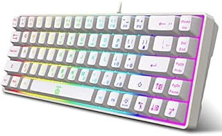 Snpurdiri 60% Percent Gaming Keyboard, Ergonomic Small Mini Gaming Keyboard, Silent Compact RGB Backlit Keyboard for Windows, PC, Laptop, Gaming (61 Keys, Pink)