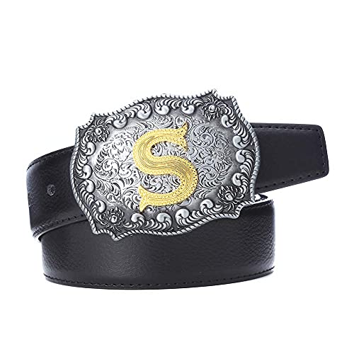 Image of HUABOLA CALYN Belt Buckle Men, Western Cowboy Rodeo Small Alphabet Letter ABCDMRJ to Z Initial Belt Buckles for Women