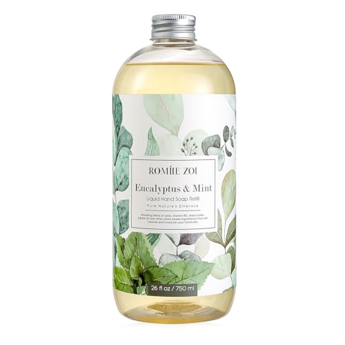 ROMIIE ZOI Liquid Hand Soap Refills Eucalyptus & Mint Gentle & Moisturizing Formula 750 ML/ 26 FL OZ