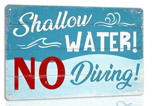 Generic Shallow Water No Diving Funny Pool Rules Metal Tin