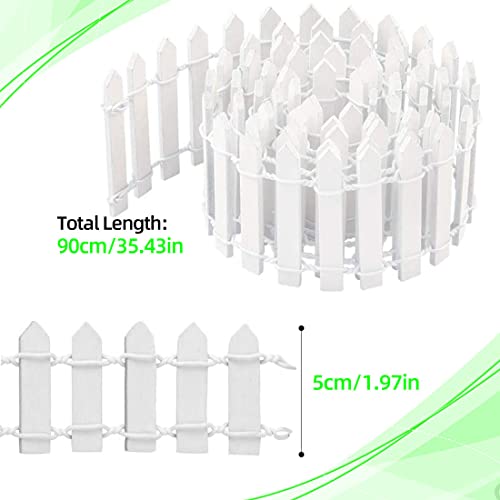 KOOKZ Miniatur Zaun Gartenzaun Holz, Weiß Holzzaun 90x5cm Ideal Zubehör Wichtel, Mini Zaun für Miniatur Fee Garten Kit Puppenhaus Zubehör DIY Deko Garten Bonsai Terrarium