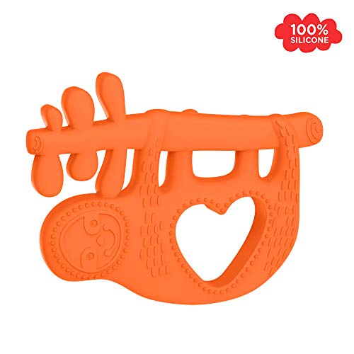 Manhattan Toy Animal Shapes Sloth Silicone Teether, Orange #TOP4
