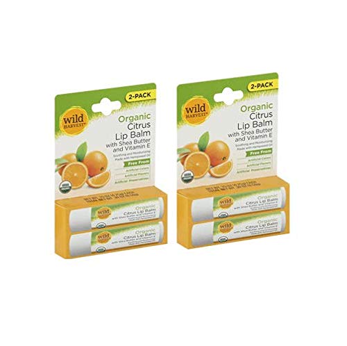 Organic Citrus Lip Balm with Shea Butter and Vitamin E - 4 Pack