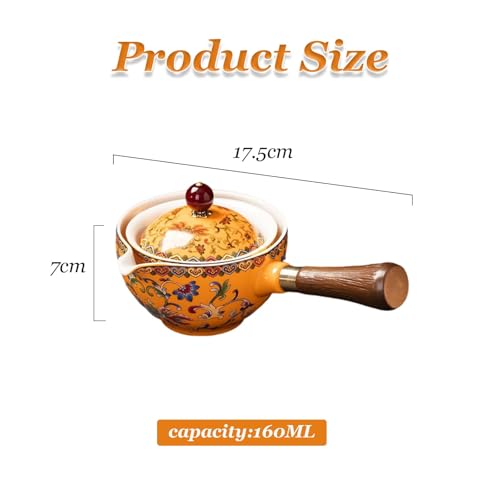 Tetera giratoria de cerámica con diseño japonés y mango lateral para té a una mano 3