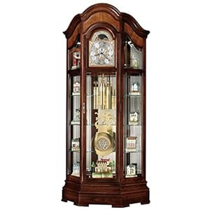 Howard Miller Liskov Floor Clock II, Wood Finish Curio Cabinet, Triple Chimes & Pendulum Volume Control Storage Cabinets, Led Illuminated Shelves Best for Home Decor, Office & Farmhouse