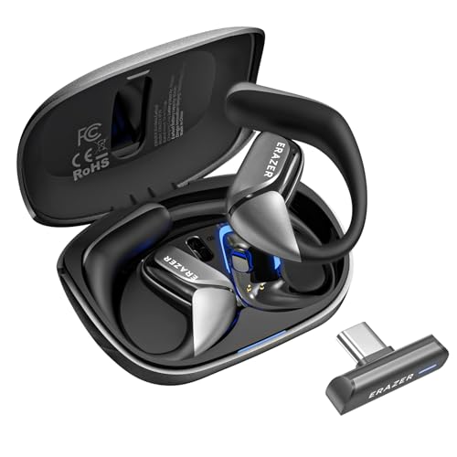 2.4GHz Open Ear Headphones Wireless Gaming Earbuds, IPX5 Waterproof Bluetooth 5.4 Bass Stereo Ear Buds,Bone Conduction Earphones OWS for PS5/PS4 Switch, PC & Mobile USB-C Devices,20ms Low Latency