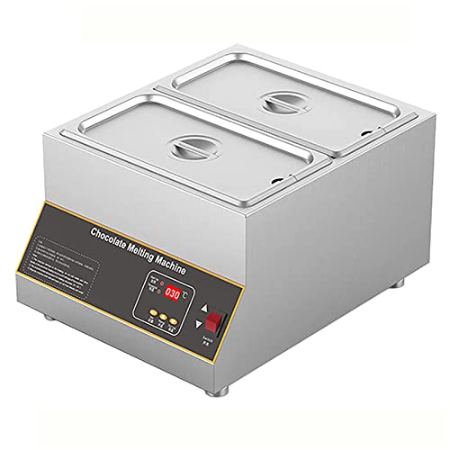 JINTAOMA Professional Chocolate Melting Pot, Commercial Home Use Manual Control Hot Melting Pot, Adjustable Temperature 0-95? with Lids Professional for Heating Chocolate Milk,2Grid