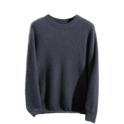 Men' O-Neck Sweaters Cashmere Sweater Loose Knit Jumper Business Casual Jacquards Pullover Tops Elephant ash M