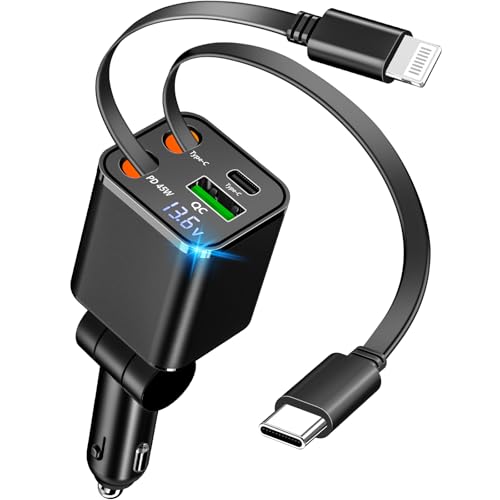 BAOYUANDA 4-in-1 �i�[���ԍڏ[�d�� 120W USB C �����ԍڏ[�d�� ����USB C & Lightning�P�[�u���t�� iPhone 17/16/15/14/13/12�ASamsung Galaxy S25/S24�APixel Roa