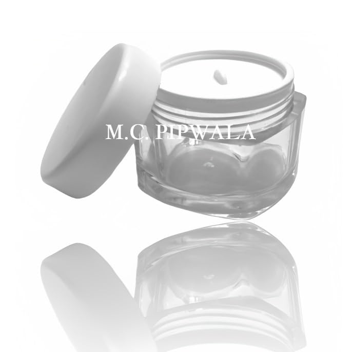M.C. PIPWALA 15 gm Square P.S. Transparent Container with Cap (White cap, 12)