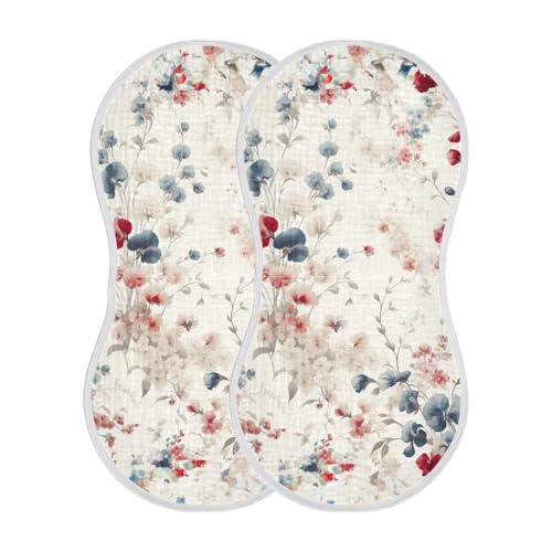 4 Pack Baby Burp Cloths, Soft Absorbent Burping Cloths for Babies, Cotton Milk Spit Up Rags, Large Size for Newborns, Baby Boys and Girls (Sweet Pea Flowers)3