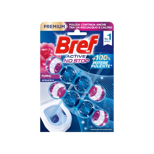 Bref Bref WC Blue Activ+ Floral, Detergente Profumatore WC in Pastiglie Igienizzante Bagno, Pulito, Fresco, Duopacco - 100 g