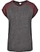 Produktbild Urban Classics Damen Ladies Contrast Raglan Tee T-Shirt, Charcoal/Redwine, M