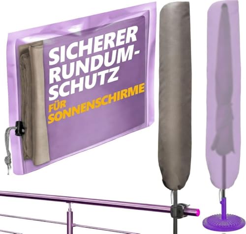 4smile Housse de protection pour parasol - Résistante aux intempéries - 2 m de diamètre / 2 m x 1,25 m - Housse de parasol résistante en polyester - Taupe