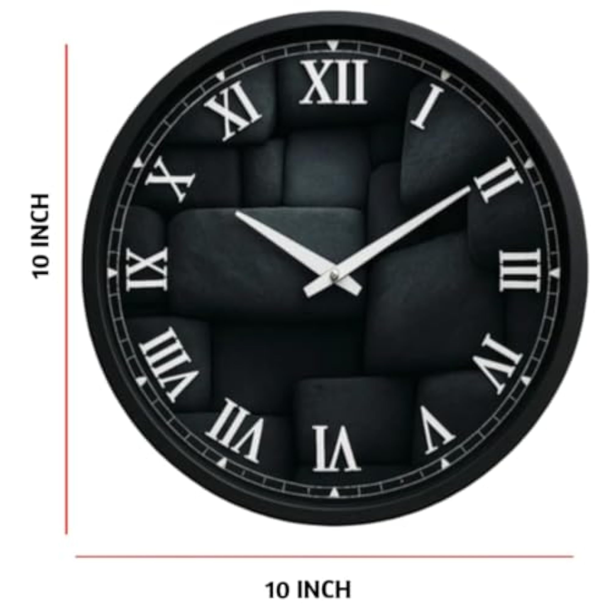 Black Stone Texture Wall Clock, 10 Inch Analog