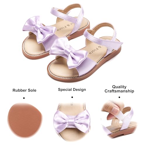 Image of Felix & Flora Toddler Girl Sandals - Little Girl Easter Dress Shoes Lightweight Open Toe Beach Holiday Flats