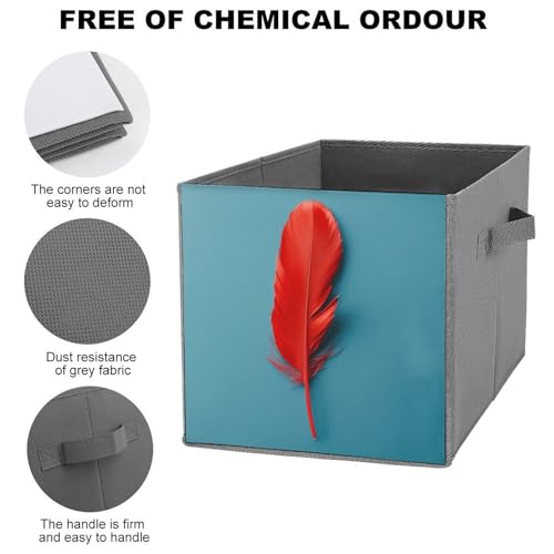 Bacs de rangement pliables plumes rouges pour un cocon ordonné - 4