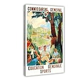ZJIXAOSD Allgemeine Bildungsverwaltung, Sportkomitee, Retro-Reiseposter, Leinwand, modernes Poster, Wandkunstdrucke, Gemälde, Wohnzimmer, Schlafzimmer, Dekoration, 50 x 75 cm