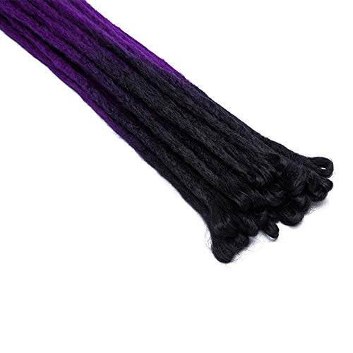 24" Dreadlock Extension Ombre For Hip-Hop Synthetic Heat Resistant Faux Locs Dread Reggae Extension Twist Braiding Faux Locs Crochet For Man Women (5Strands/1Pack,Black To Dark Purple) #TOP6