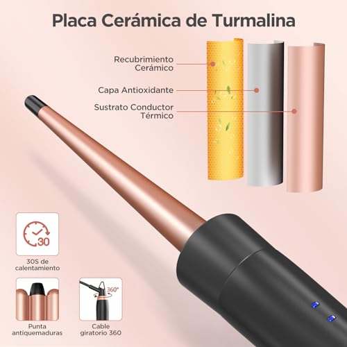 Miniatura 5 de Bestope Mix Rizador De Pelo Con Planchas Del Pelo, Rizador De Pelo Cerámica Antiestática Rizador Pelo Con Temperatura Regulable Calentamiento Rápido Rose Gold 5 In 1