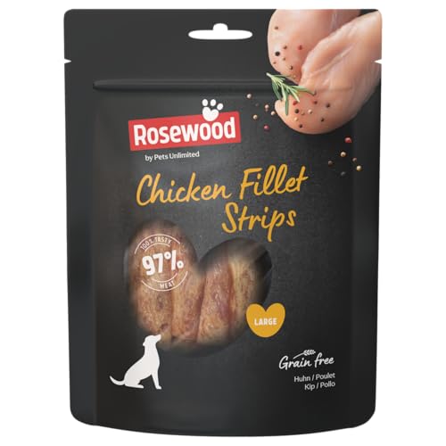 Rosewood Chicken Fillet Strips for Dogs - Made with Real Meat, Grain Free Chews, High Protein Dog Treats, By Pets Unlimited (150g)