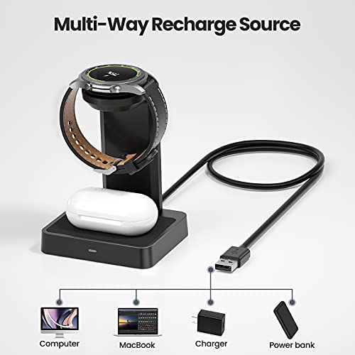 NEWDERY 2 in 1 Wireless Charger Stand Station for Samsung Galaxy Watch and Buds, Fit for Galaxy Watch 3, Active 2, 1/Gear S3, Galaxy Buds/Buds +/Live/Pro-Black