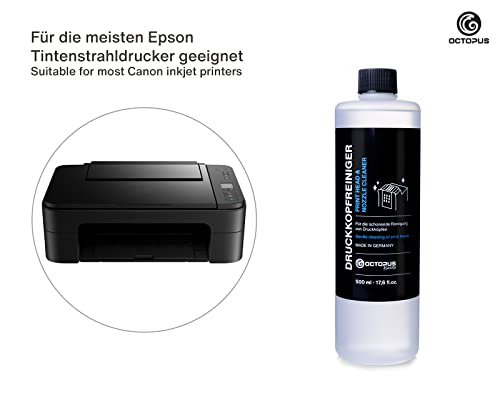 Octopus Düsenreiniger, Druckkopfreiniger kompatibel für Epson Druckköpfe mit Schlauchadaptern (500 ml)