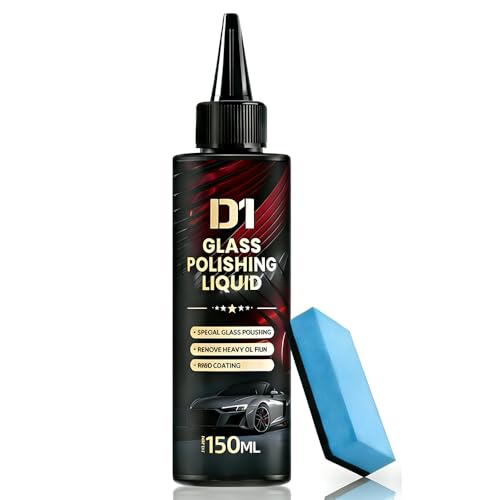 Glass Polishing Liquid with Sponges D1-2026 New No White Residue Formula | Complete Kit with Precision Applicators | Removes Hard Water Stains Oil Film & Wiper Marks Safely (1 PCS)