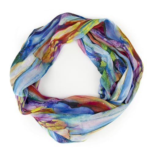 Gloop Loop Schlauchschal für Damen Schal Tuch seidig-luftig leicht mit buntem Muster Print
