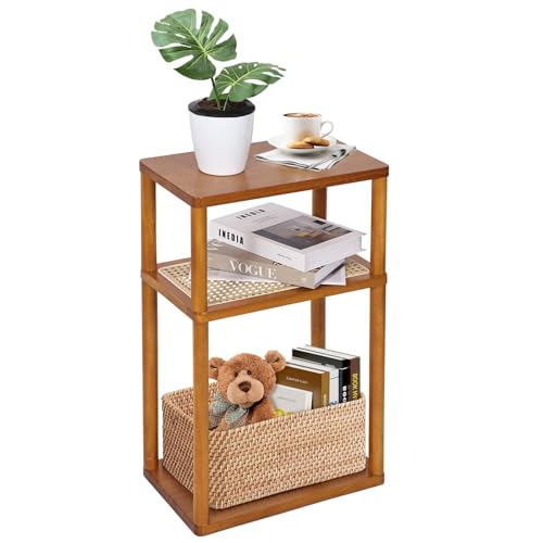 YGYQZ Beistelltisch, Nachttisch 3 Ebenen, Massivem Kiefernholz...