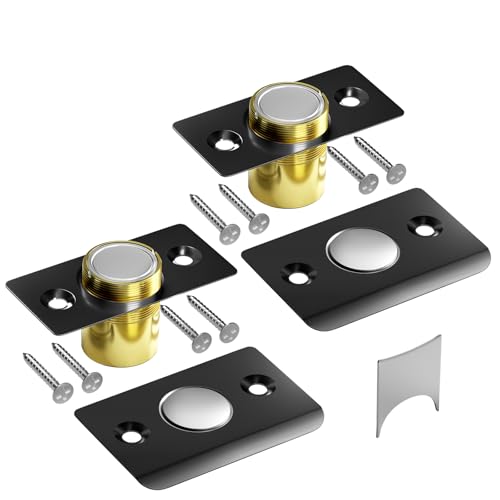 Tonitrui Upgraded Strong Magnetic Door Catch Replacement for Traditional Door Ball Catch Quite & Easy to Install Use for Top of Door Closet Door 2 Pack Black