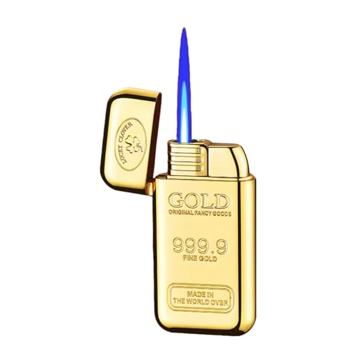 Encendedor Gold Bar metálico con llama azul y recargable