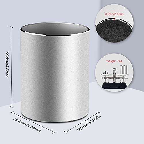 Dofuhem Pen Holder, Metal Pencil Cup, Round Aluminum Desktop Organizer And Storage Box For Office,School,Home And Kids, Non-Slip Silicone Bottom, 3.9×3.1×3.1Inch, Silver #TOP2