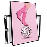 GOVWSRBJ Glamorous stiletto heels and disco ball fusion a fashion forward wall decor with a female empowerment aesthetic Flirty College Decoration 8x12in Metal blackFramed