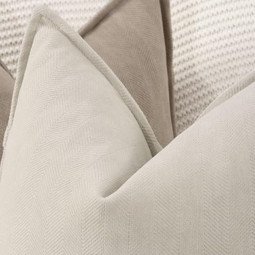 Madizz Textured Chenille Cushion Covers Set of 2 Super Soft Decorative Throw Pillow Covers Boho Pillowcases Modern Home Decor for Sofa Bedroom 20x20 inch, 50x50 cm, Beige - Cosy Home Interiors Madizz Textured Chenille Cushion Covers Set of 2 Super Soft Decorative Throw Pillow Covers Boho Pillowcases Modern Home Decor for Sofa Bedroom 20x20 inch, 50x50 cm, Beige - Image 4