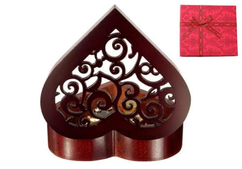 Cuzit - Caja de música de madera con forma de corazón, regalo para Navidad, cumpleaños, día de San Valentín, aniversario de boda, día de la madre