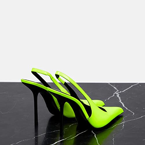 Image of THESHY Women's Pointed Toe High Stiletto Heels Slingback Stretch Slip-on Pumps Backless Patent Leather Fashion Dress Shoes for Women
