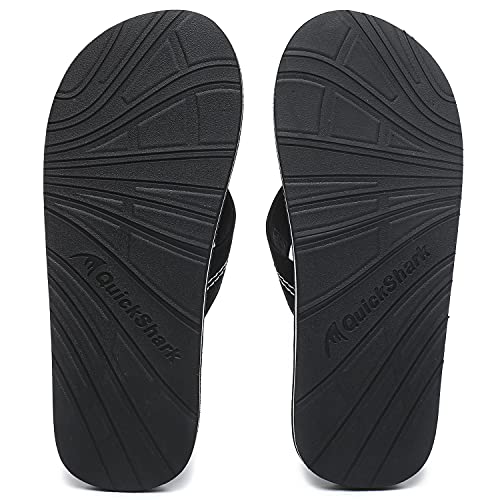 Image of Quickshark Mens Flip Flops Leather Thong Sandals Arch Support Beach Slippers