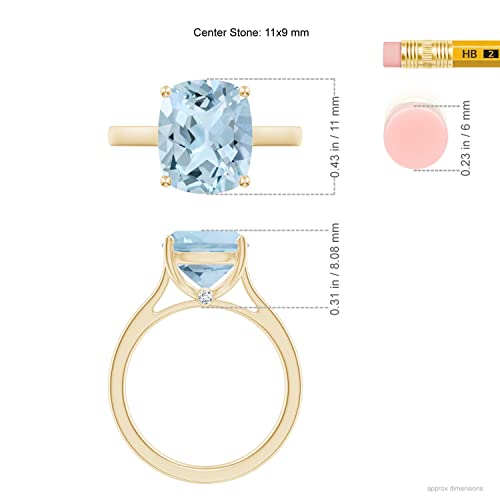 Angara Natural Aquamarine Solitaire Ring For Women, Girls In 14K Yellow Gold Size-7 (Grade-Aa | Size-11X9Mm) | March Birthstone Jewelry Gift For Her | Birthday|Wedding|Anniversary|Enagagement #TOP4