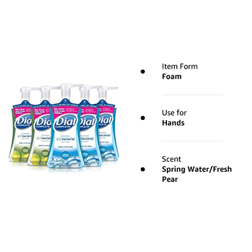 Dial Complete Antibacterial Foaming Hand Soap, 2-Scent Variety Pack, Spring Water/Fresh Pear, 7.5 Fluid Ounces Each , 5 Count (Pack Of 1) #TOP7