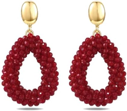 Boho Ohrringe hängend für Damen,Tropfenförmige Reisperlen Leichte Ohrringe Eleganter Hingucker für Frauen Modischer Schmuck