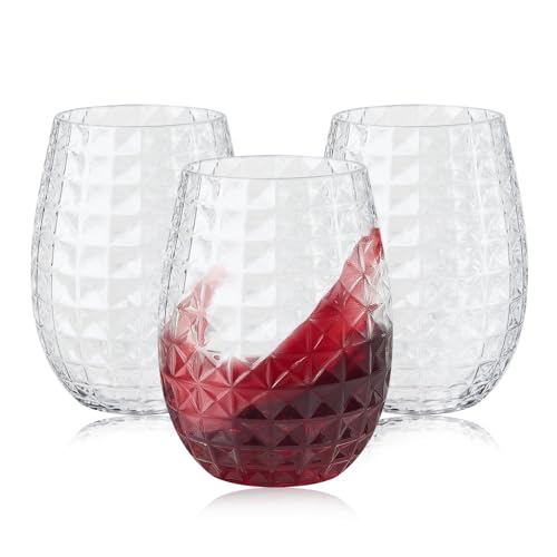 Image of Lueumxc 20 Pack Plastic Wine Glasses, 16Oz Disposable Wine Glasses Unbreakable Clear Plastic Cocktail Glasses Recyclable Shatterproof Reusable Wine Cups