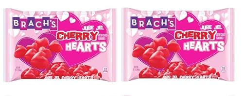 Valentine's Day Jube Jel Cherry Hearts, Sweet Chewy Gummy Candies, Valentine Party Favors or Gifts, 2 Pack, 12 Ounces