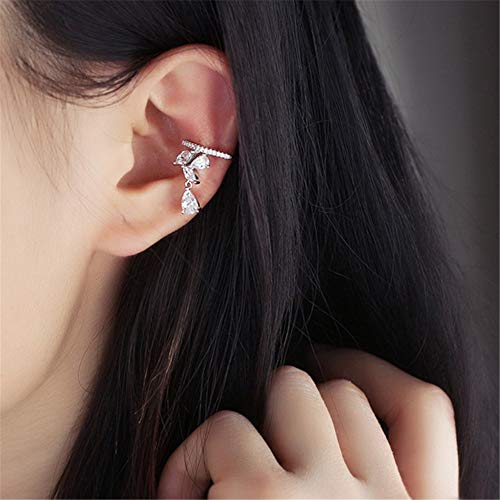 Dainty Diamond Cuff Cartilage Half Small Hoop Earrings For Women Girls Non Piercing Ear Wrap Huggies Hoops Cz Crystal Leaf Teardrop Clip Hypoallergenic Fashion Wedding Holiday Jewelry Gifts #TOP1