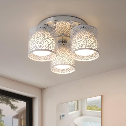 ZYDTRIP 3-Light Chandelier with Milky Glass Shade - Modern Ceiling Light Fittings for Bedroom, Living Room, Hallway, Bathroom, Foyer, Kitchen