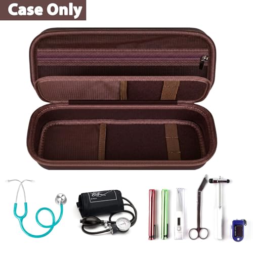 Image of Stethoscope Case Compatible with 3M Littmann Classic III /Lightweight II S.E /MDF Acoustica Deluxe Stethoscopes, Mesh Pocket for Blood Pressure Cuff & Other Doctor & Nurse Accessories-Brown(Case Only)